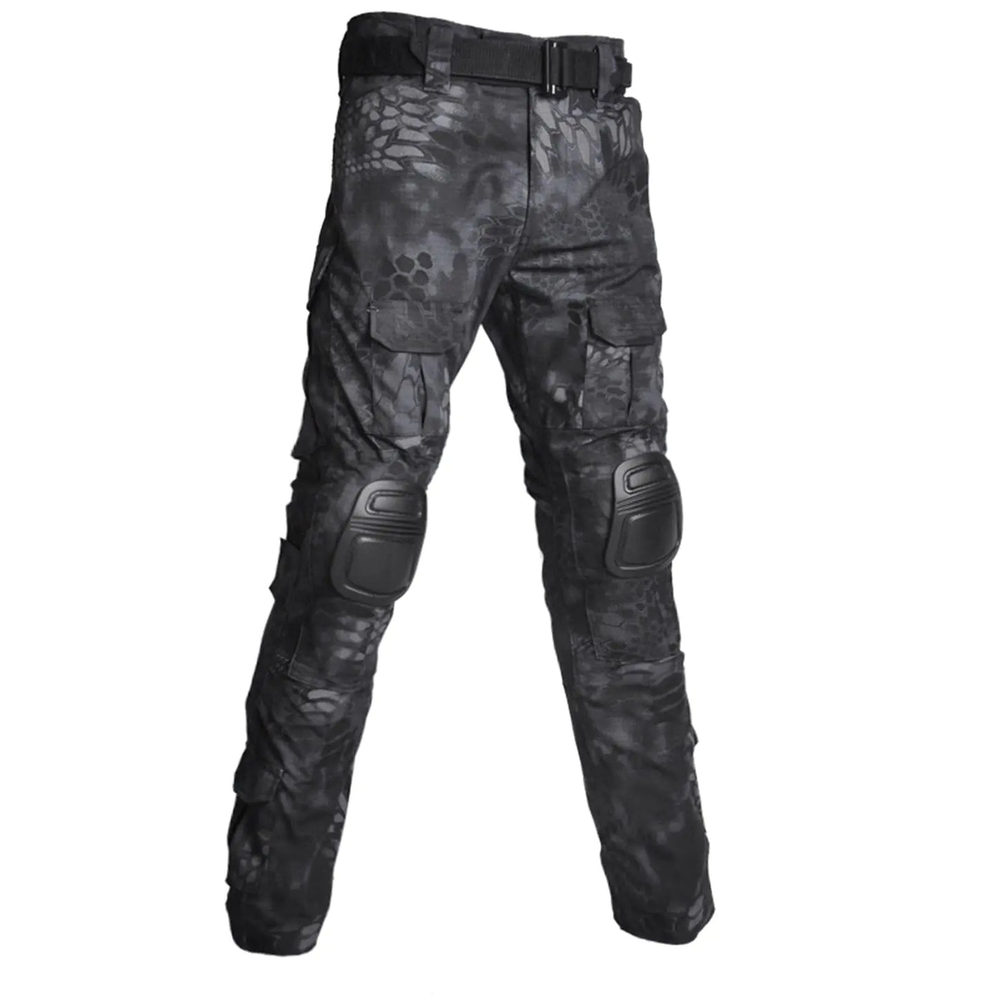 Mens Camouflage Pants Assault Pants/Tactical Pants with Knee Pads,Rip Stop Cargo Pants Camo Hunting Pants Tactical Pants Y2-Black 4X-Large