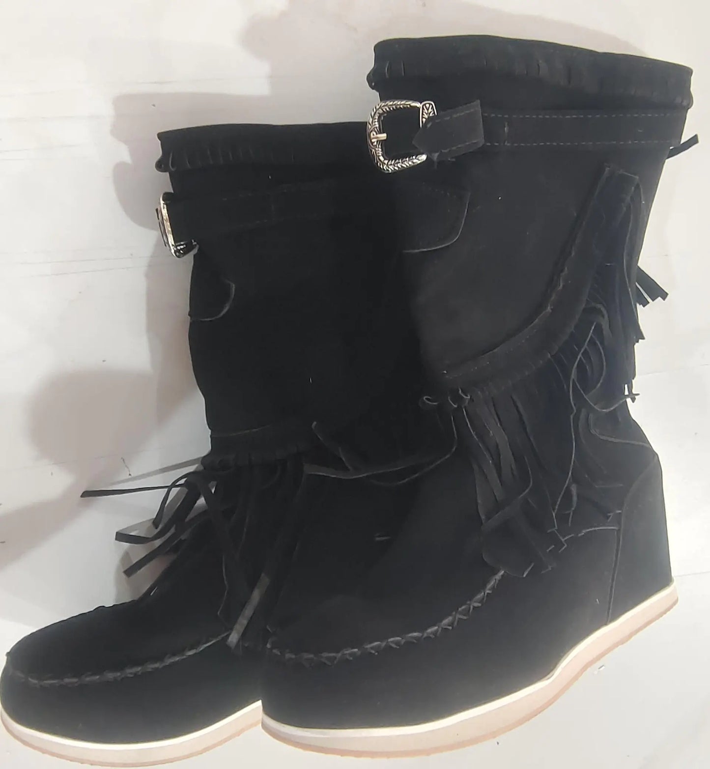 Fringed Women's Casual Mid-Tube Boots