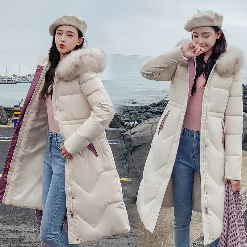 Korean Thick Mid-Length Down Padded Jacket for Winter