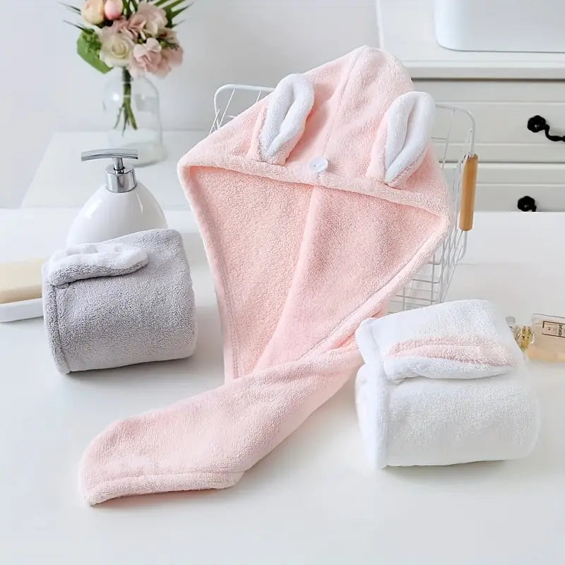 Rabbit Ears Hair Drying Cap - Quick Drying Towel