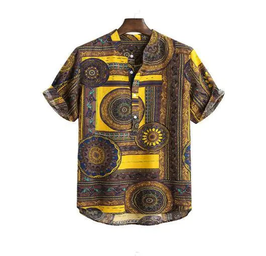 Casual Short Sleeve Printed Shirt (Block Pattern)