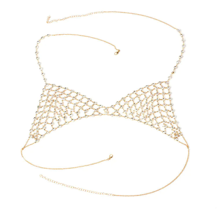 Layered Body Chain with Tassels and Rhinestones