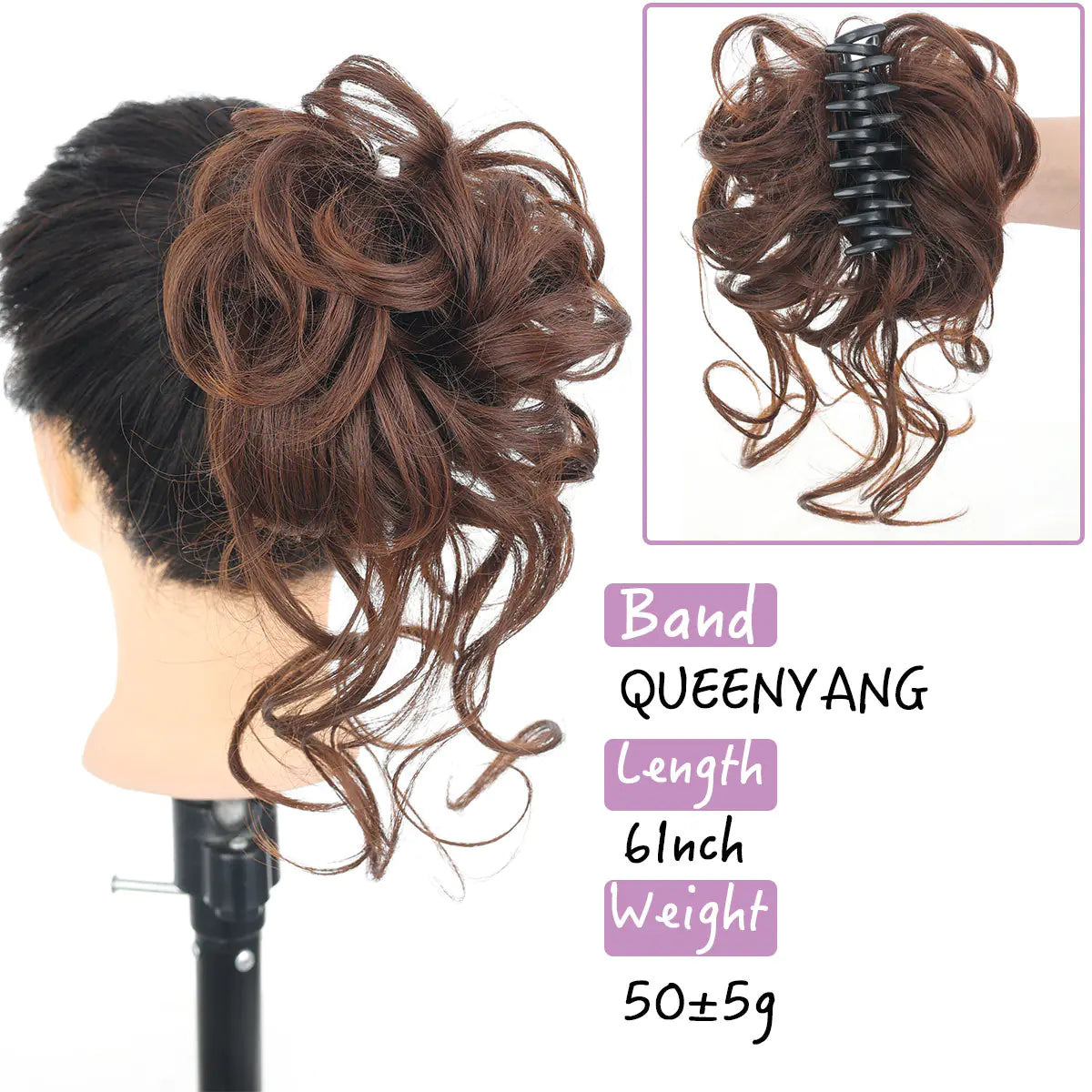 Fashionable Long Wig Bun Hair Clip for Women