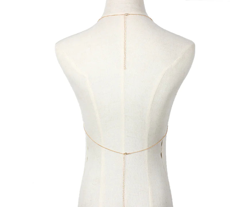 Layered Body Chain with Tassels and Rhinestones