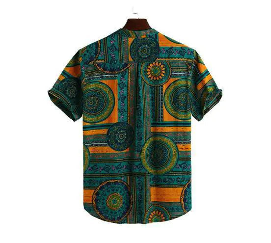Casual Short Sleeve Printed Shirt (Block Pattern)