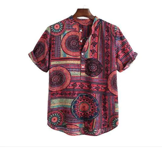Casual Short Sleeve Printed Shirt (Block Pattern)