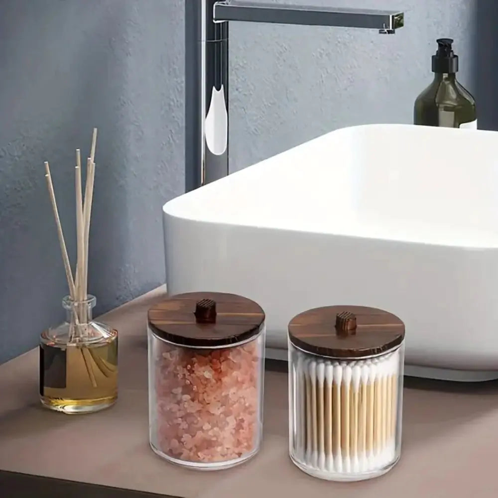 3pcs Boho Chic Swab Holder Set with Bamboo Lids