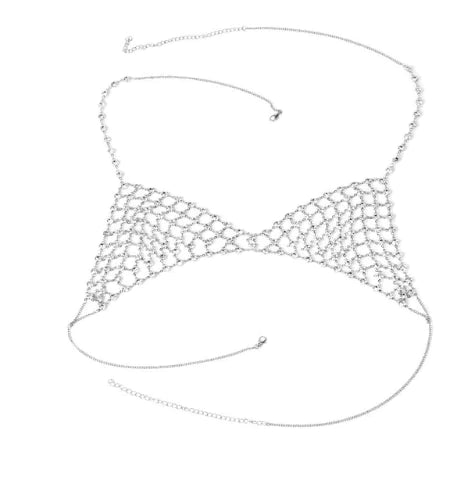 Layered Body Chain with Tassels and Rhinestones