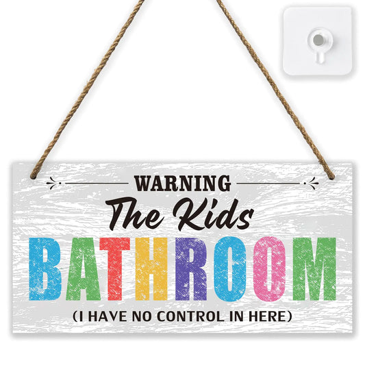 Kids Bathroom Wood Sign Decor Set Bathroom Door Signs Decor for Kids Kids Bathroom Accessories for Boy Toddler Bathroom Decor I Have No Control In Here
