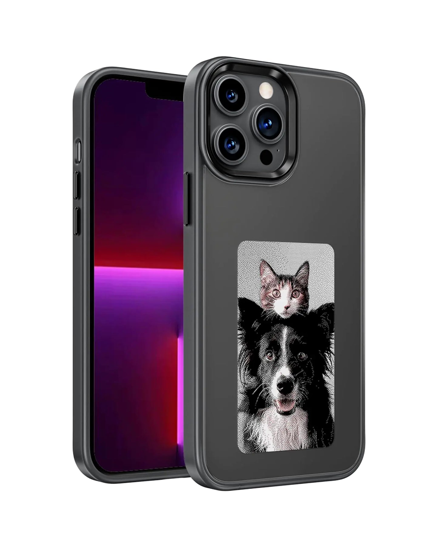 InkPlay E-Ink Screen Phone Case, DIY Wireless NFC Photo Display Smart Phone Case, Custom Phone Protective Case, Anti-Drop Water-Resistant Ink Phone Case Compatible with iPhone 13 Pro Max, Black