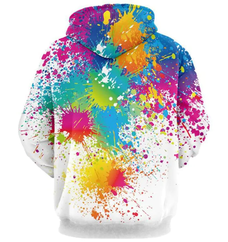 Men's Loose Fit Hoodie with Printed Splatter Design