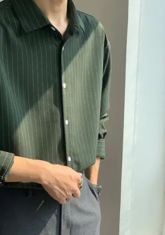 Loose Fit Striped Shirt with Text Print for Men