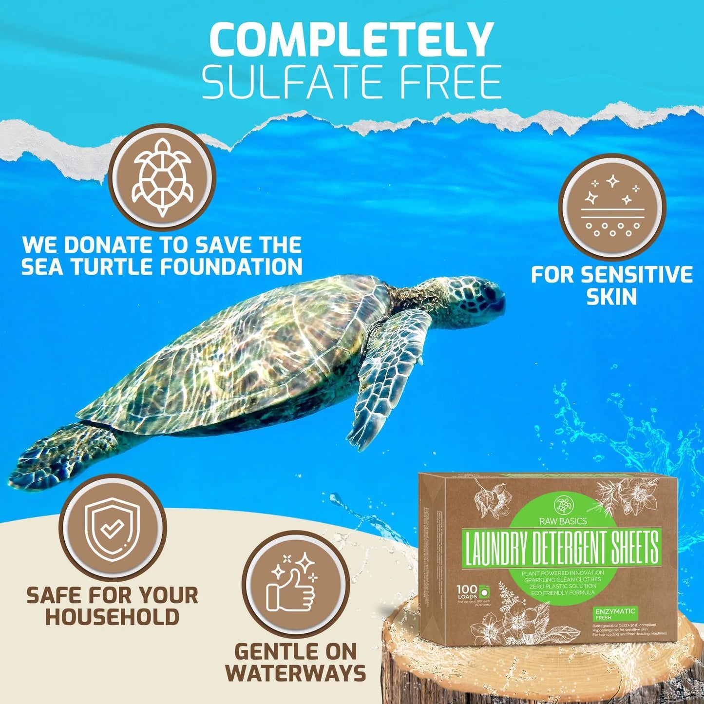 Laundry Sheets Fresh 100 Loads   Zero Waste Plastic Free Natural Soap Detergent