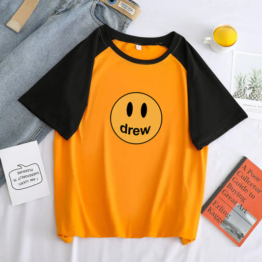 Justin Bieber Drew House Smiley Print Short Sleeve Tee