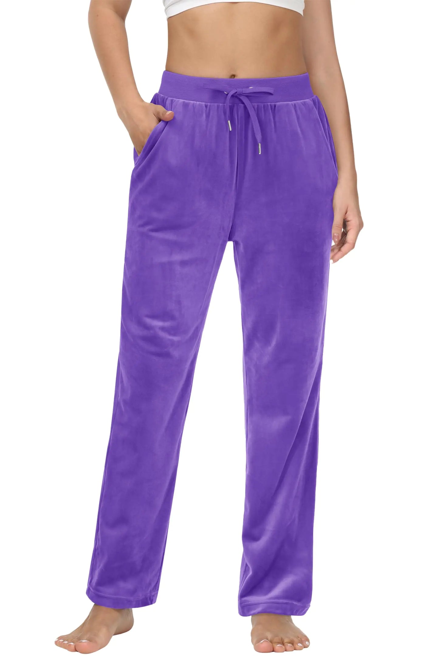 MAGCOMSEN Ladies Running Pants Athletic Pants Open Bottom Velvet Pants Sweat Pants Warm Sweatpants Pants Pajamas Pants Fleece Track Pants Women Light Purple