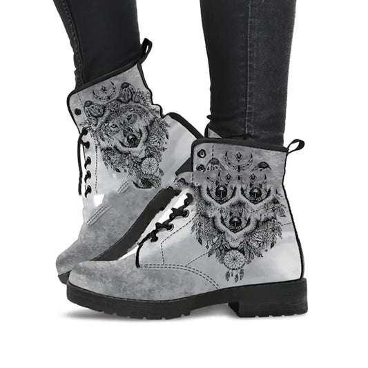 High-Top Skull Pattern Martin Boots for Women