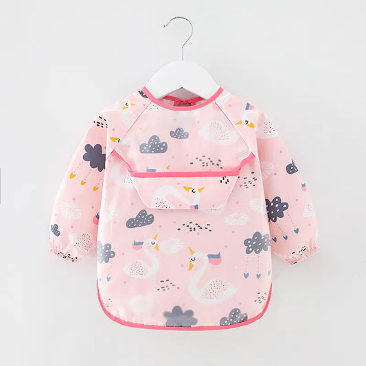 Waterproof Cotton Bib for Kids - Long Sleeve Feeding Apron