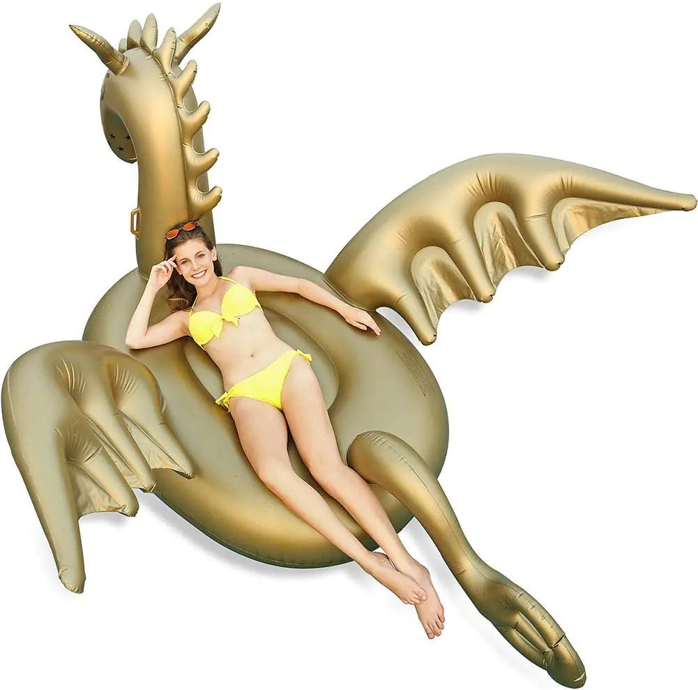 Giant Inflatable 103" Golden Dragon Pool Float - Luxy Float