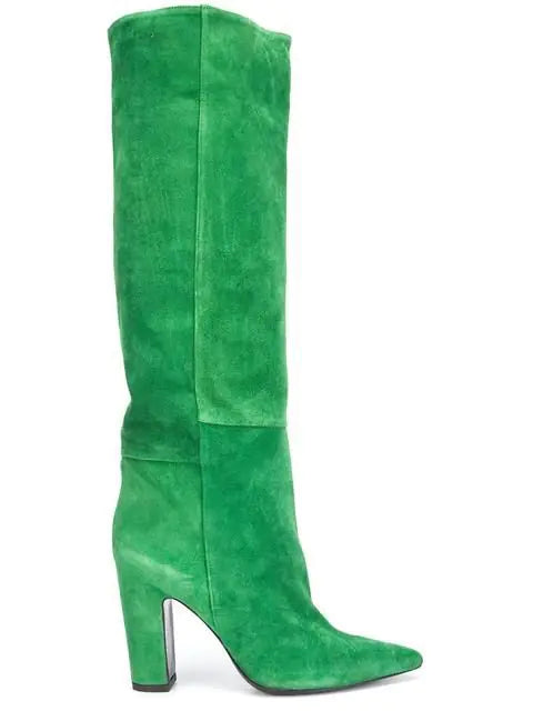 Color Matching Pointed Toe Over The Knee High Boots