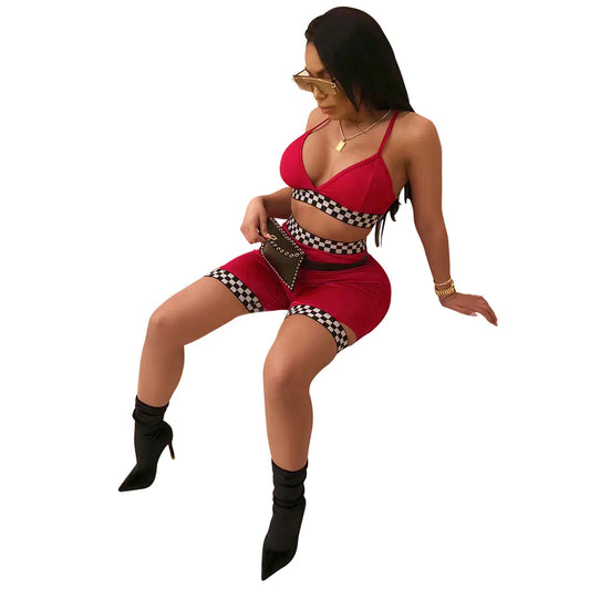 Stylish Bra, Checkered Leggings, Racing Suit & Set