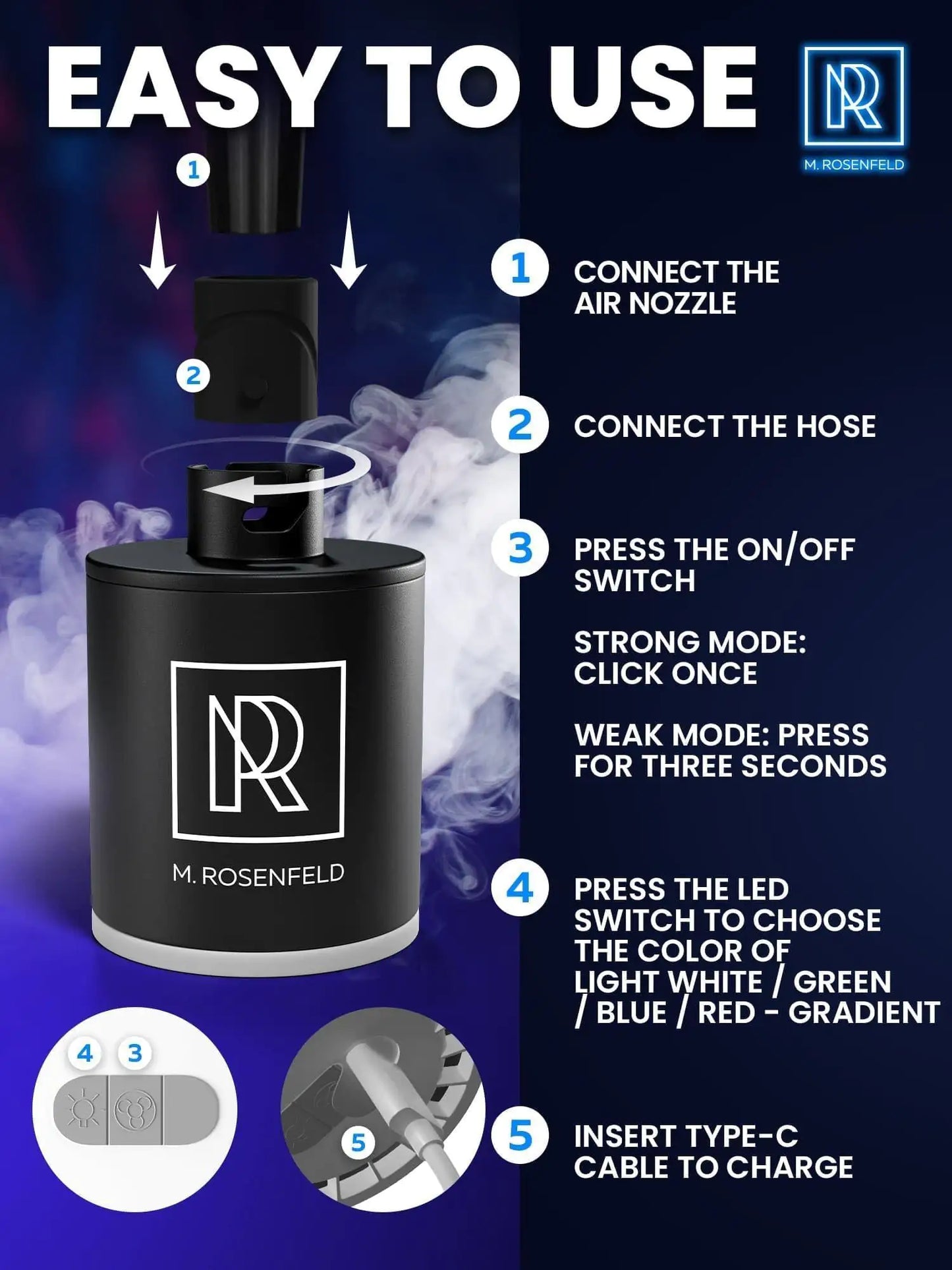 Hookah Pump with 1300 mAh Rechargeable Battery Electric Hookah Air Pump Kit with Led Light Mini Hookah Pump Starter Universal Shisha Hookah Starter Kit Helper Hookah Starter Vacuum