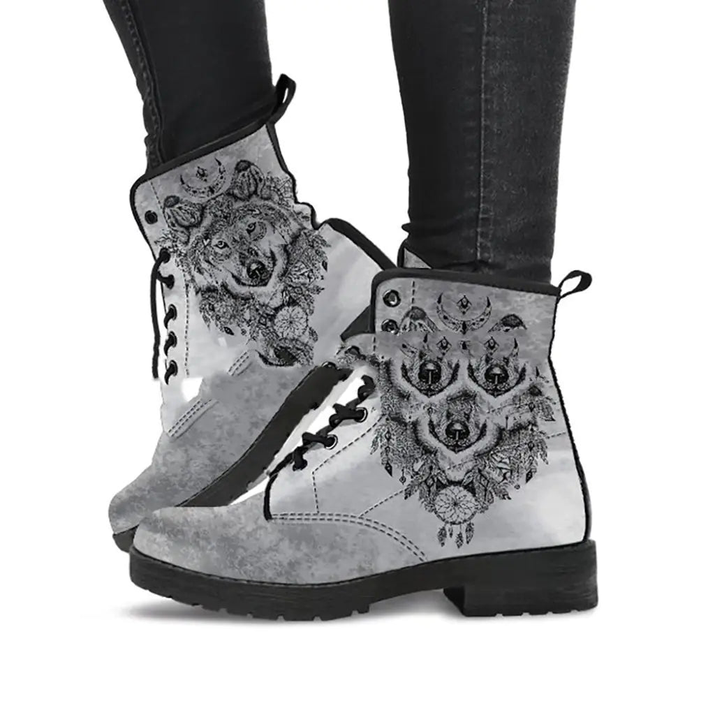 High-Top Skull Pattern Martin Boots for Women