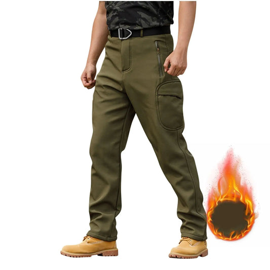 Tactical Cargo Pants for Men Waterproof Winter Warm Fleece Lined Pants Relaxed Fit Tactical Pants Multi Pockets Snow Pants Ripstop Pants Thermal Pants Men Casual Comfy Camouflage Pants for Men
